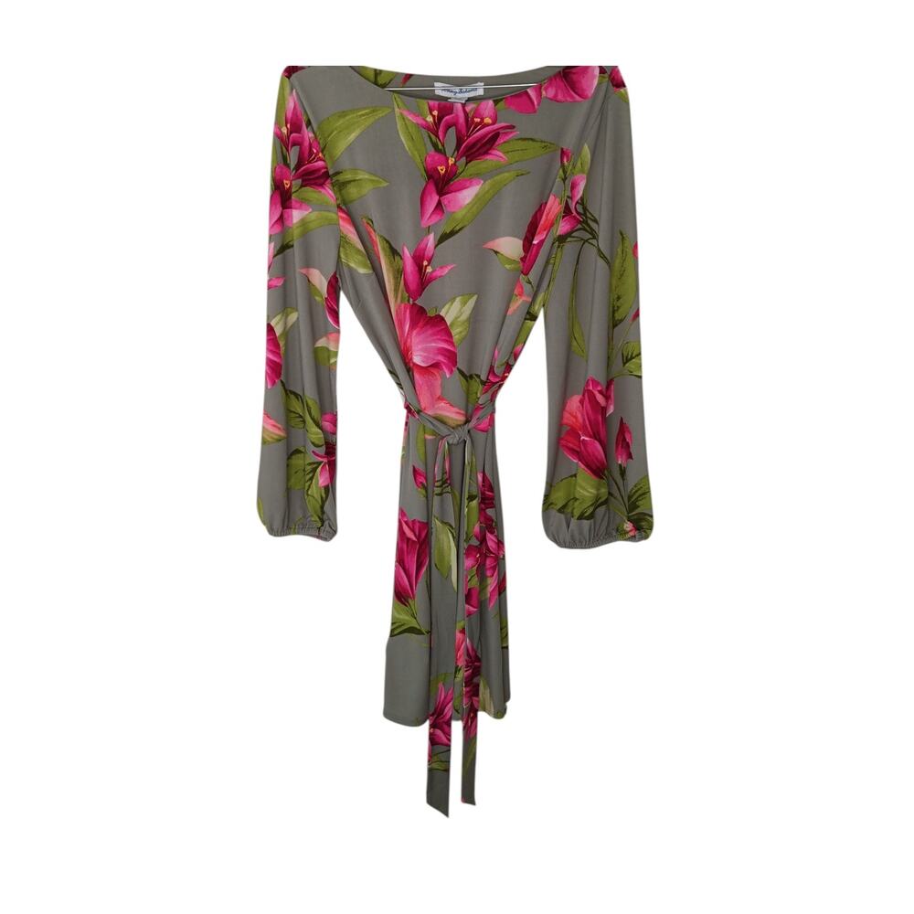New with Tags Tommy Bahama Lavish Blooms Floral Belted Long Sleeve Dress Large - Picture 3 of 16